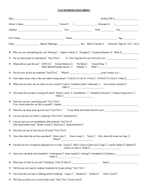 Cat Surrender Information Sheet
