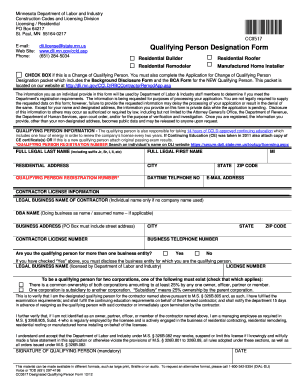 Minnesota Qualifying Person Designation Form
