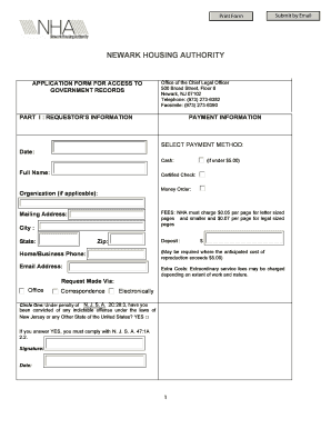 Newark Housing Authority Government Records Request Form