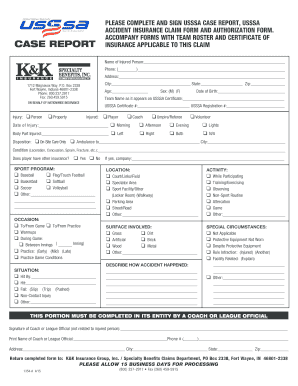 USSSA Accident Insurance Claim Form