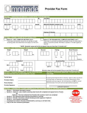 Provider Fax Form