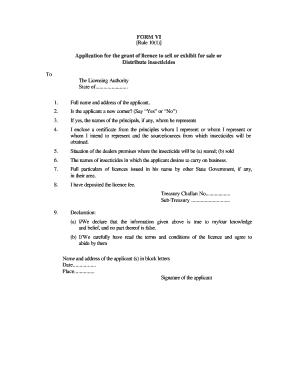 Application for Insecticide Sales License