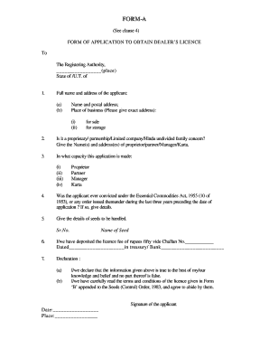 Application to Obtain Dealer's Licence