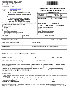Minnesota Continuing Education Course Approval Application