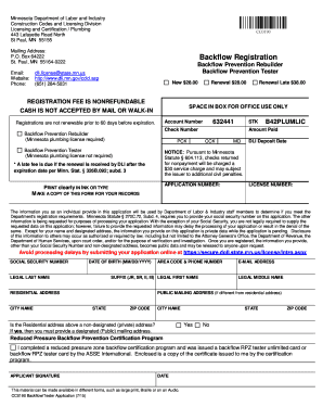 Minnesota Backflow Prevention Tester Application