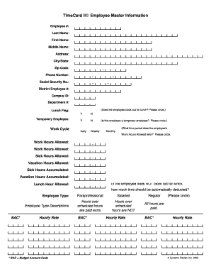 Employee Master Information Form