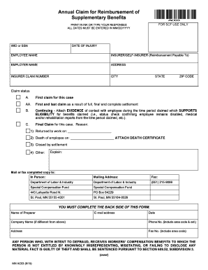 Annual Claim for Reimbursement of Supplementary Benefits