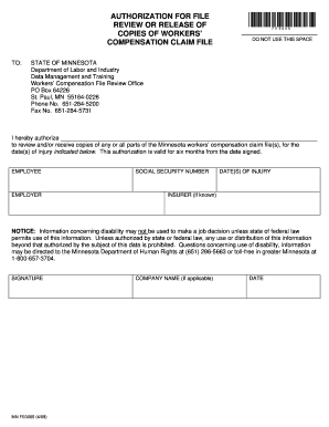 Minnesota Workers' Compensation File Review Authorization