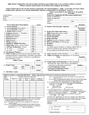 West Virginia Farm Use Valuation Application