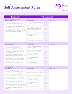 Pharmacist Self Assessment Form