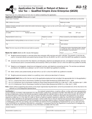 New York State Sales Tax Credit Application
