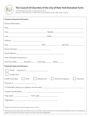 Council of Churches of the City of New York Donation Form