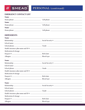 Emergency Contact and Dependents Form