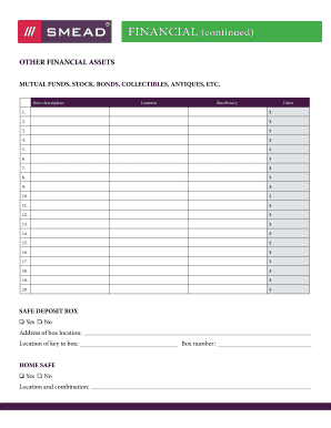Financial Assets Inventory Form