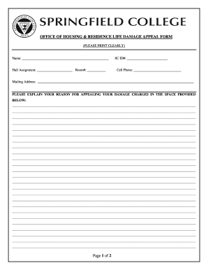 Housing Damage Appeal Form