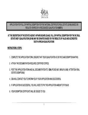 South Africa Real Estate Exemption Application
