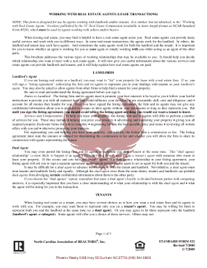North Carolina Lease Agent Disclosure Form