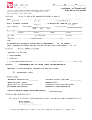 Application for Evaluation of Educational Credentials