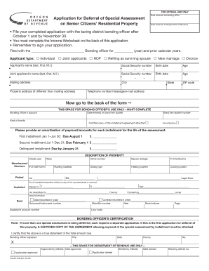 Application for Deferral of Special Assessment on Senior Citizens’ Residential Property
