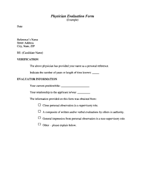 Physician Evaluation Form