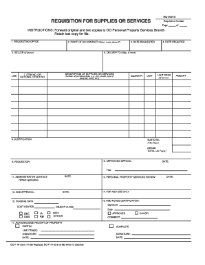 DO F 70-03.6 Requisition for Supplies or Services