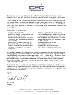 C-TPAT PIP Supply Chain Security Profile Questionnaire
