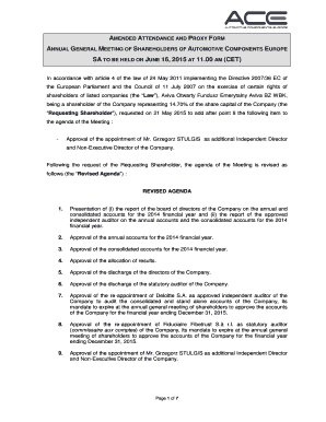 Amended Attendance and Proxy Form