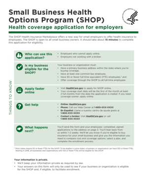 SHOP Health Insurance Application for Employers
