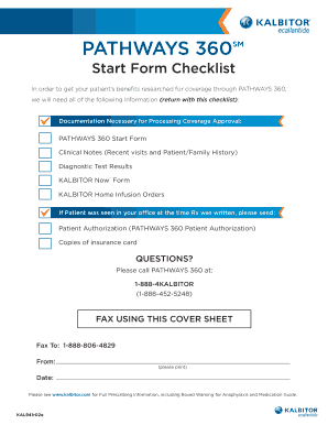 PATHWAYS 360 Start Form Checklist
