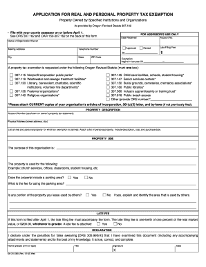 Oregon Property Tax Exemption Application