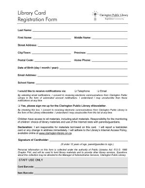Library Card Registration Form