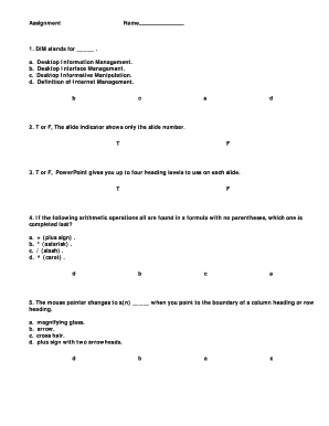Multiple Choice Test Form