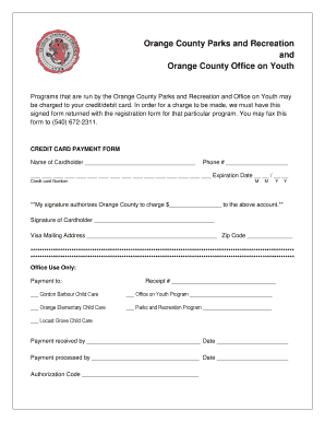 Orange County Credit Card Payment Form