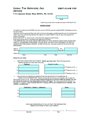EMST Claim for Refund Form
