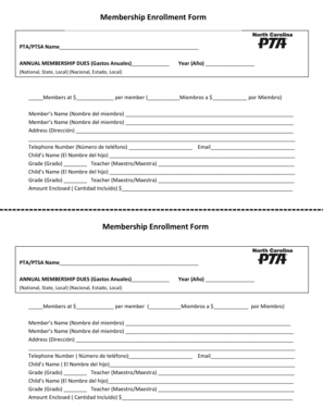 PTA Membership Enrollment Form
