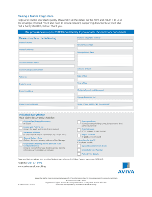 Marine Cargo Claim Form