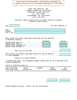 Employer’s Annual Reconciliation of Earned Income Tax Withheld