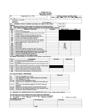 VAT-10 Quarterly Return Form