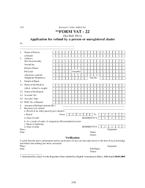 Rajasthan VAT Refund Application Form