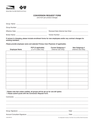 Healthcare Conversion Request Form