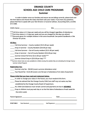 Orange County School Age Child Care Program Registration