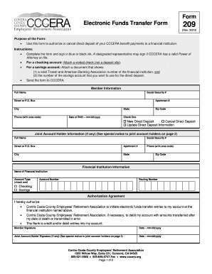 Electronic Funds Transfer Form 209