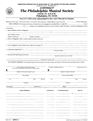 Musician Local Engagement Contract