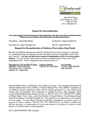 Request for Reconsideration of Medicare Prescription Drug Denial