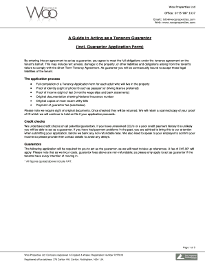 Guarantor Application Form for Tenancy
