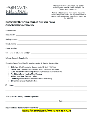 Outpatient Nutrition Consult Referral Form