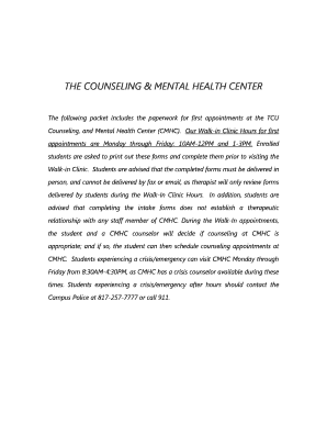 TCU Counseling and Mental Health Intake Form