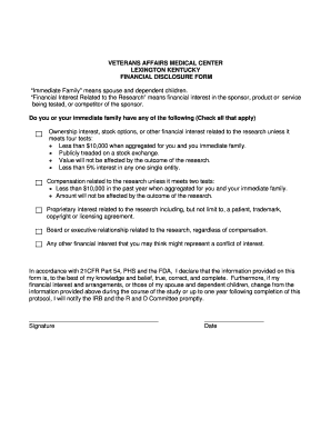 Veterans Affairs Financial Disclosure Form