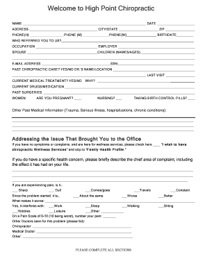 Chiropractic Patient Intake Form