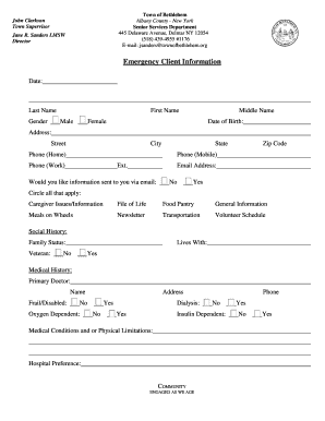 Senior Services Emergency Client Information Form
